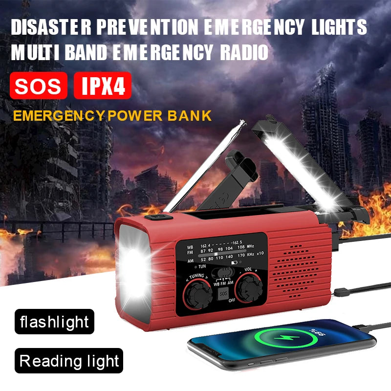 FMAM Solar Hand Crank Emergency Radio - Portable Light