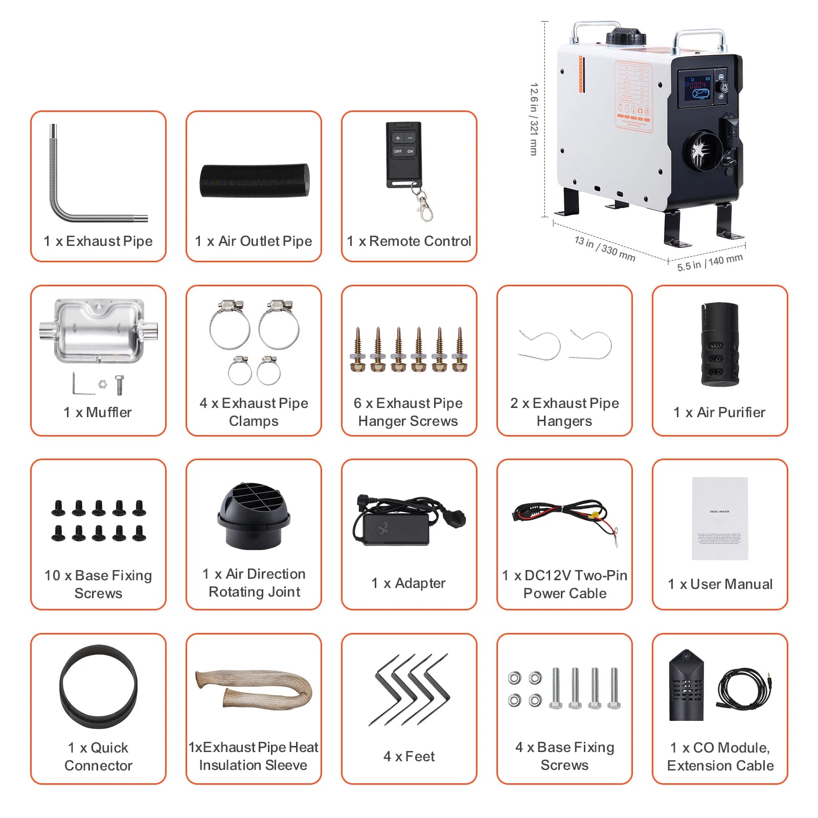 SucceBuy Diesel Heater 2/8KW 12V/24V All In One &ndash; Bluetooth 2KW / france
