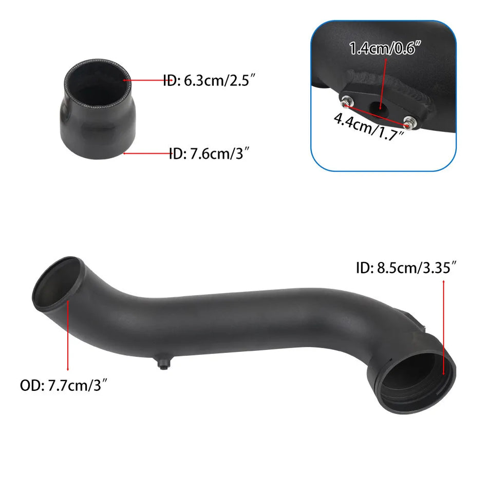 Turbo Charge Pipe 3in Aluminum For BMW N55 135i 335i E92 E93 E82 XDrive 2011-2012