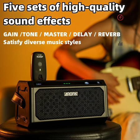 AROMA TG-08 10W Portable Electric Guitar Amp &ndash; 5 FX Drums