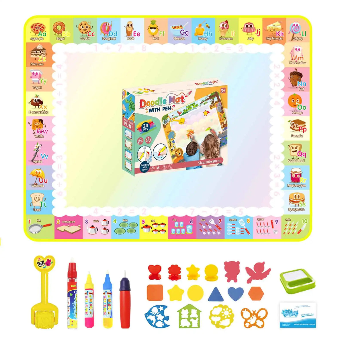 Coolplay Magic Water Drawing Mat &ndash; Reusable Educational Painting Board J 100x80CM
