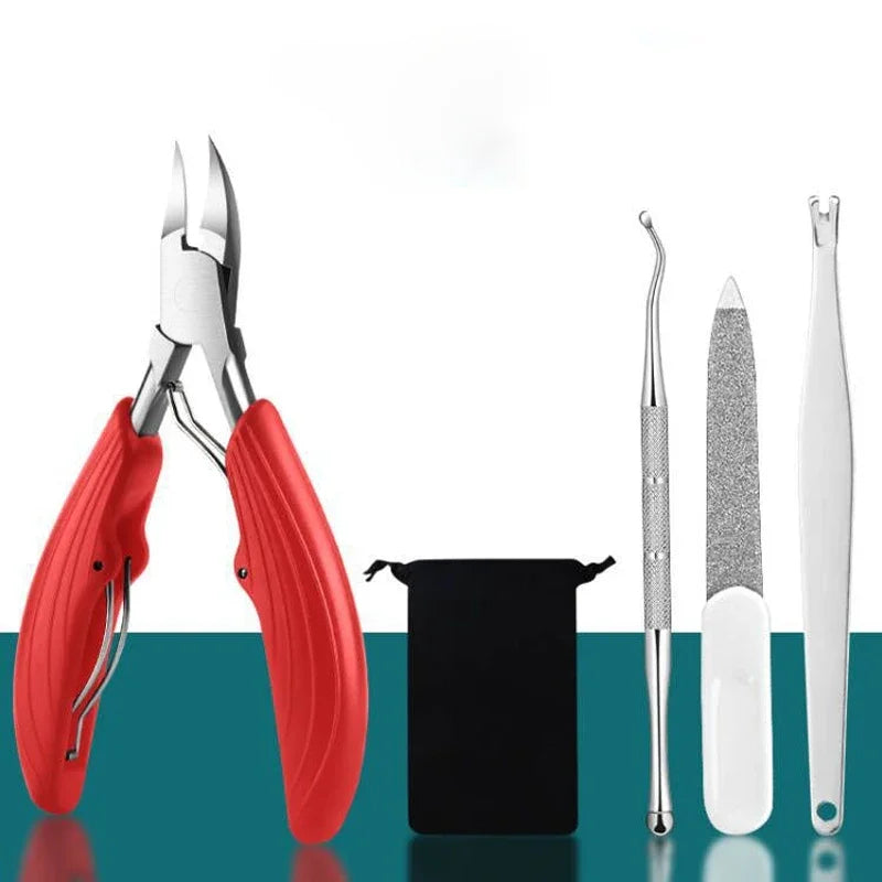 Nail Clipper Set For Ingrown Toenail &ndash; Podiatry Tool 4Pcs-Red