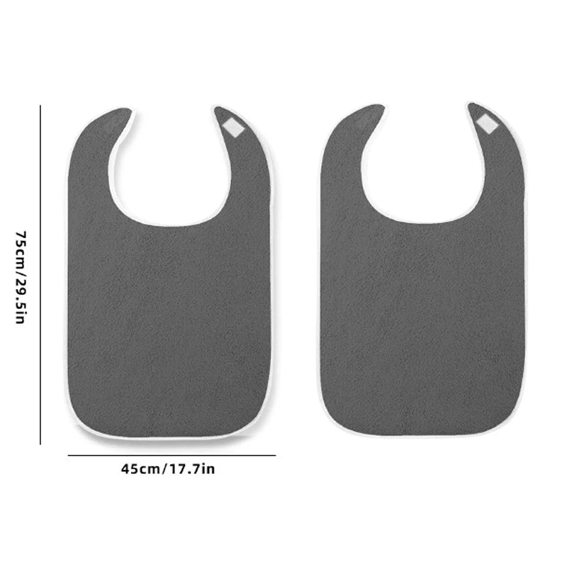 Adjustable Adult Bibs - Machine Washable, Prevents Spills &amp; Drooling, Ideal for Elderly 2pcs Grey