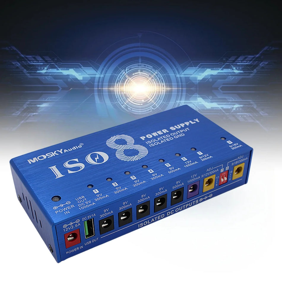 Mosky ISO-8 Guitar Pedal Power Supply &ndash; Isolated Outputs