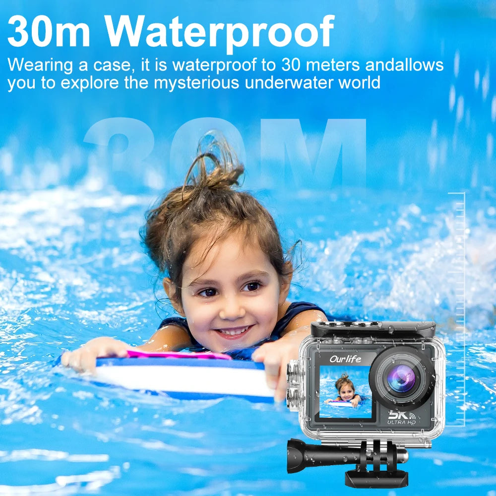 Ourlife MTR40 5K Action Camera &ndash; 170 Degree Waterproof with 5X Zoom