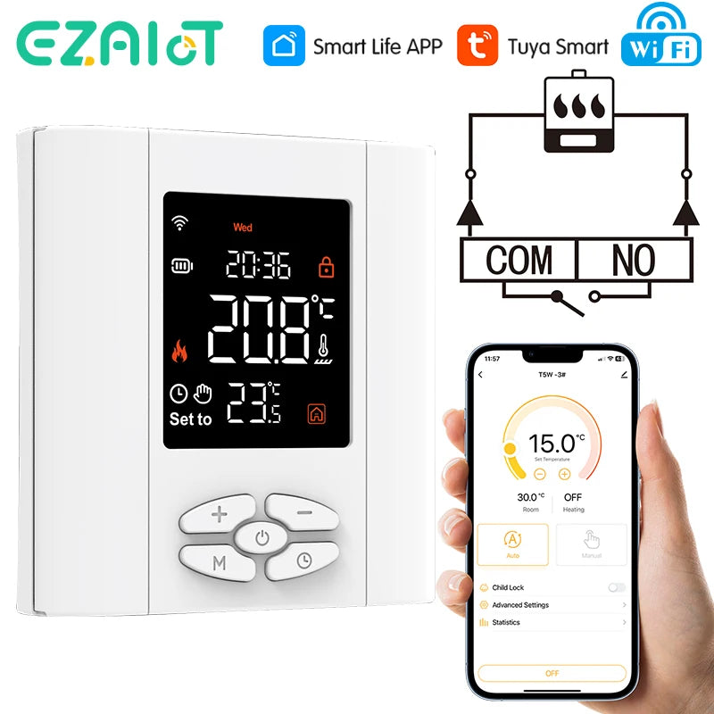 Tuya Smart Home Gas Boiler Thermostat &ndash; Battery Powered