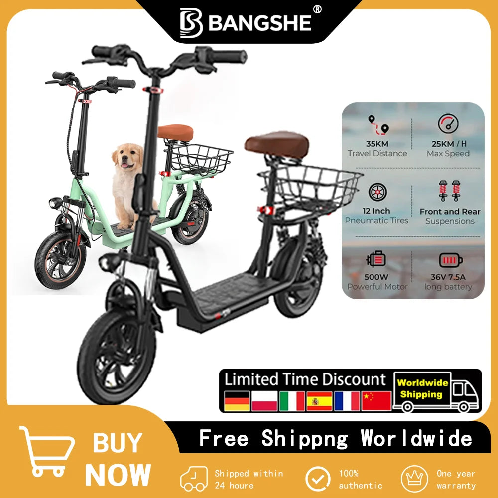 Elite I12 Electric Scooter &ndash; Foldable With Seat And Basket