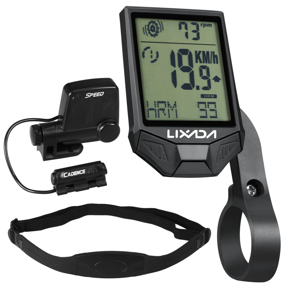 Lixada Draadloze Fietscomputer HR Sensor Verlichte Display