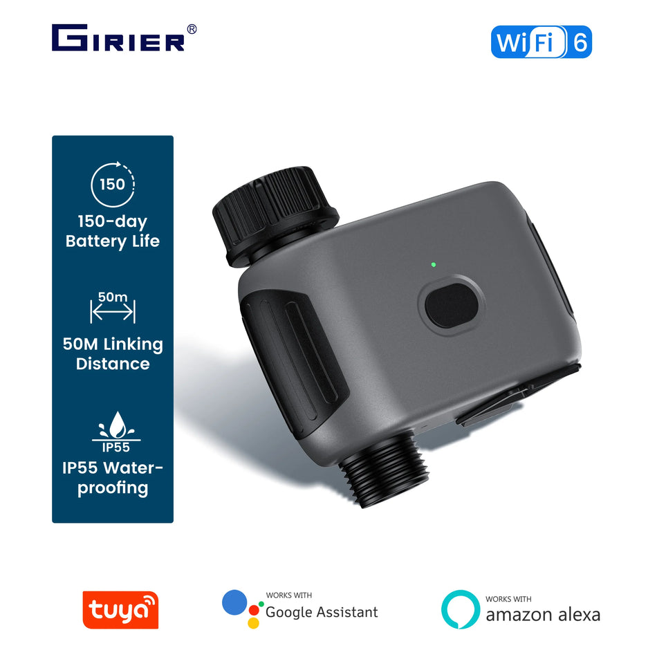 GIRIER Smart Water Timer - WiFi Sprinkler for Drip Irrigation with Alexa &amp; Google