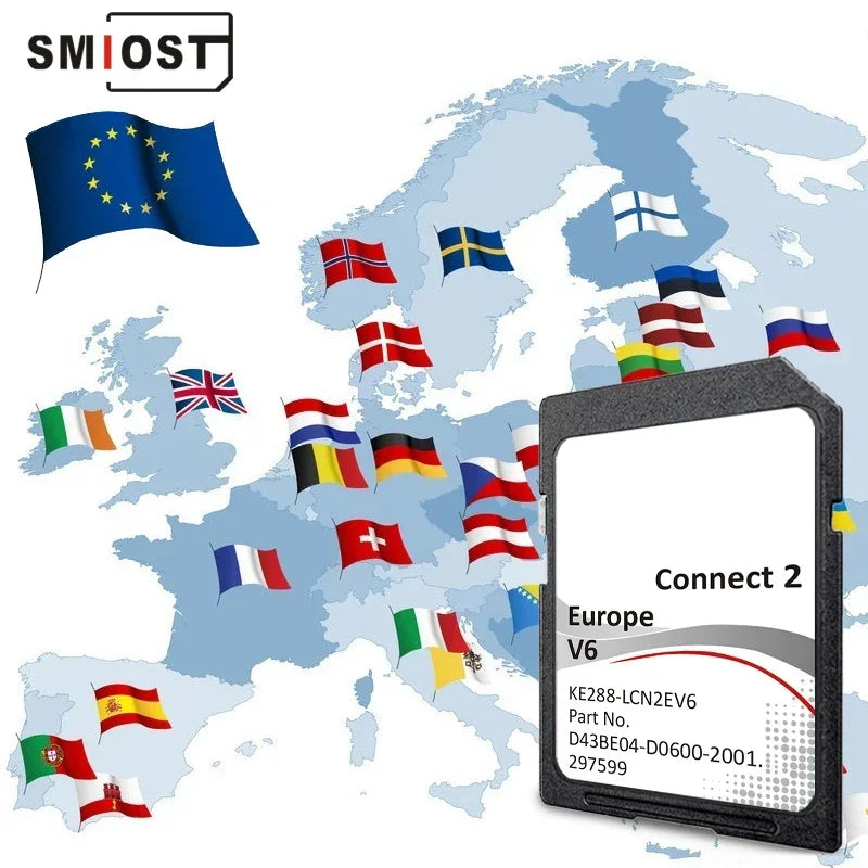 SMIOST Sat Nav Connect 2 V6 SD Card - UK EU Maps For Nissan CHINA / C2 V6 no USB