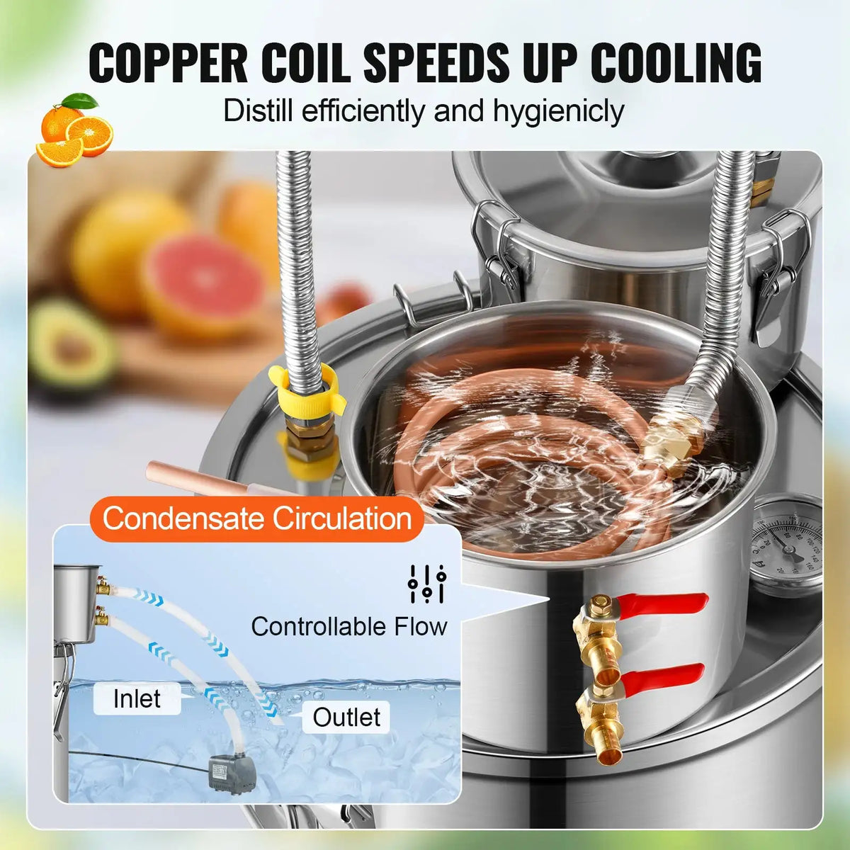 Stainless Steel Alcohol Distiller Kit Dual Condenser