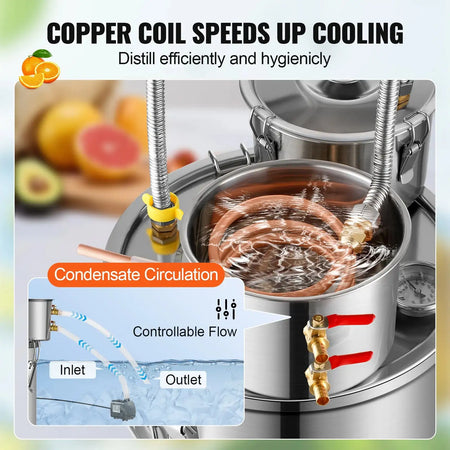 Stainless Steel Alcohol Distiller Kit Dual Condenser