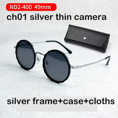 ND9 Retro Punk Sunglasses &ndash; Polarized UV Protection ch01silver thin 47mm / CHINA