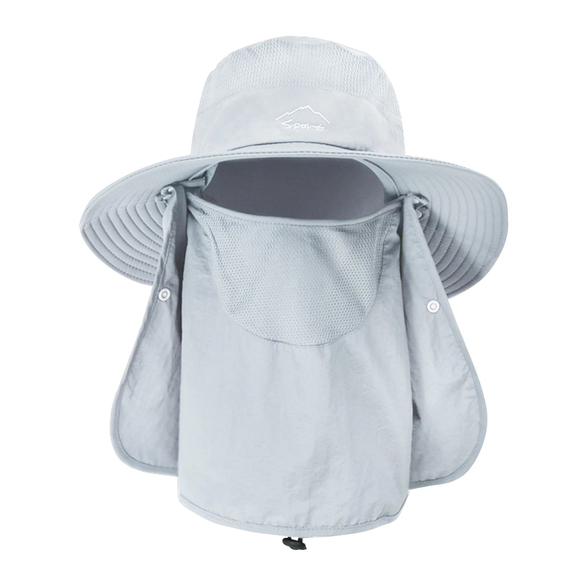 Sun Hat UV Protection Wide Brim Neck Flap &ndash; Sun Shield Light grey