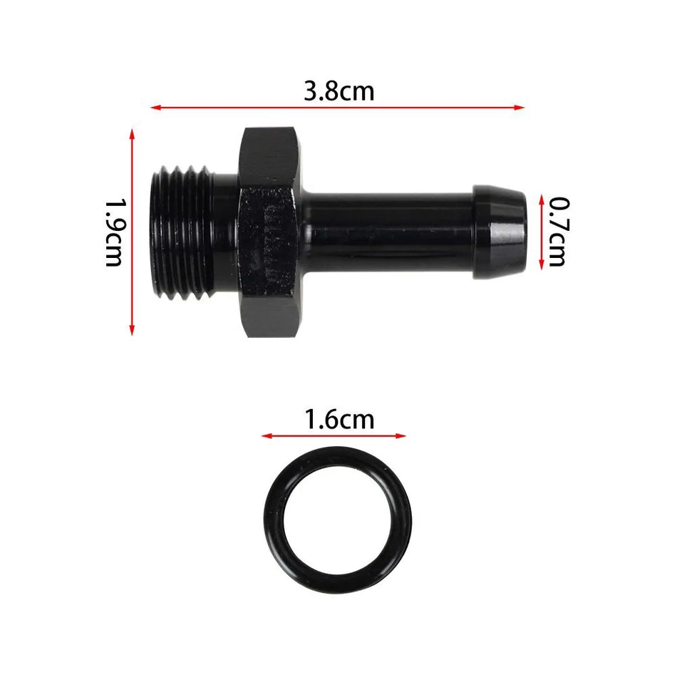 Adaptateur de ligne de carburant AN6, mâle vers barb de 5/16 pouce, 6AN, aluminium anodisé noir