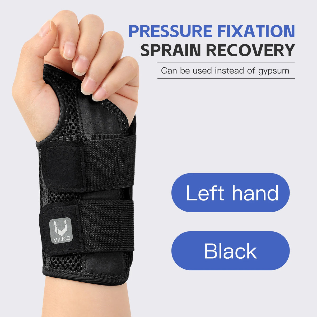 Wrist Guard with Thumb Protection &ndash; Adjustable for Joint Pain Black - Left Hand / L/XL