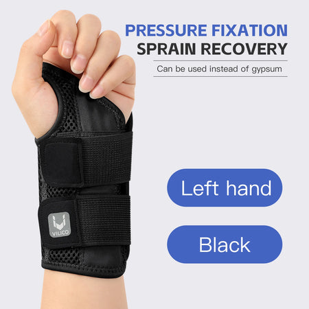 Wrist Guard with Thumb Protection &ndash; Adjustable for Joint Pain Black - Left Hand / L/XL