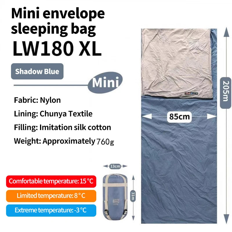 Camping Ultralight Compact Sleeping Bag &ndash; Waterproof Blue 180XL
