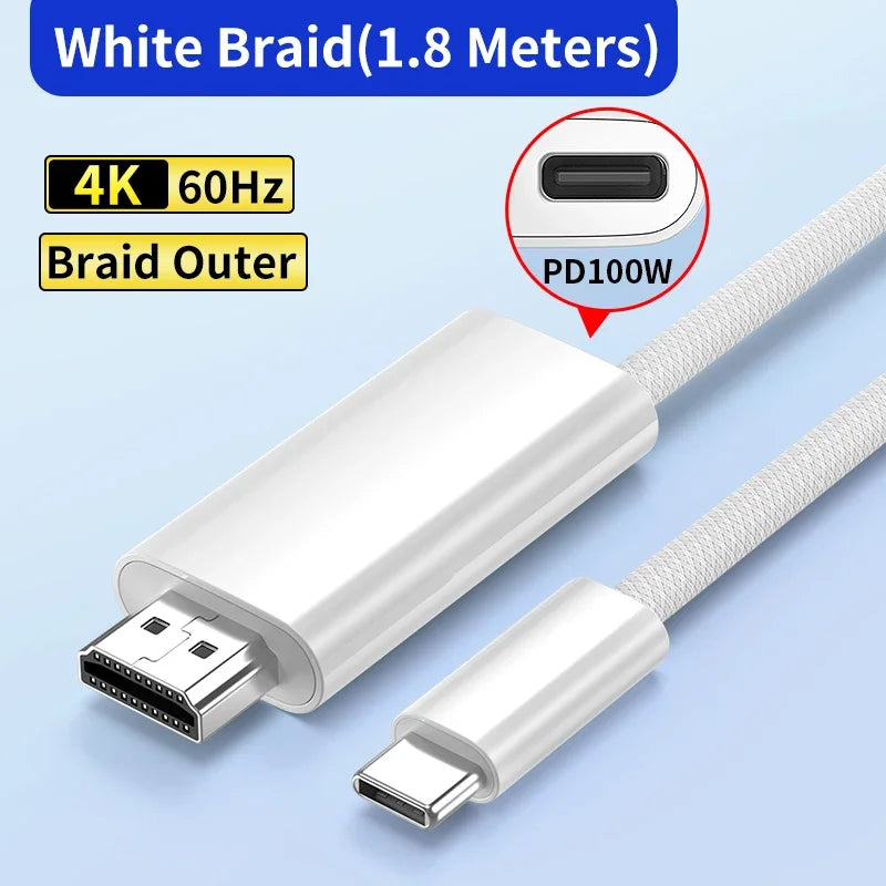 Unnlink 4K USB C to HDMI Cable with PD Charging 4K60Hz / 1.8m / CHINA