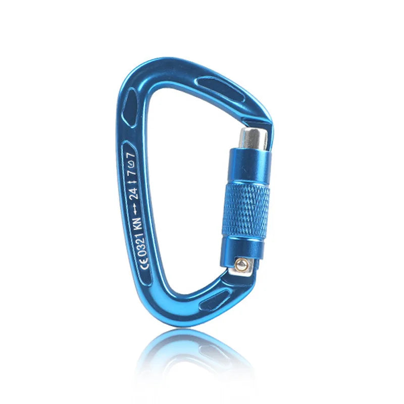 24KN Auto Lock Climbing Carabiner D Shape &ndash; Auto Lock 24KN Blue