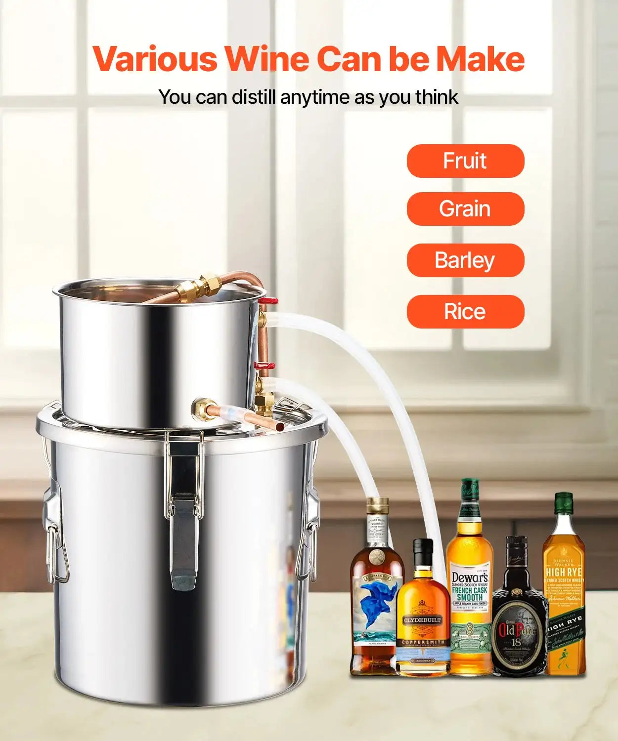 3 To 8 Gallons Stainless Distiller Copper Coil