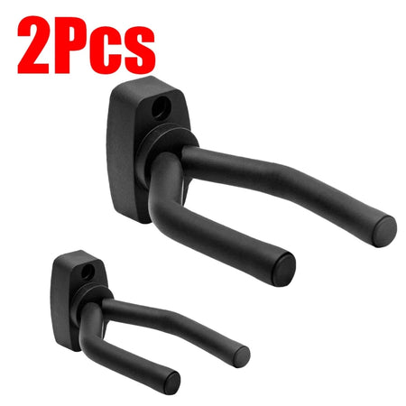 Guitar Wall Mount Hanger - Universal Fit For All Guitars Black 2pcs