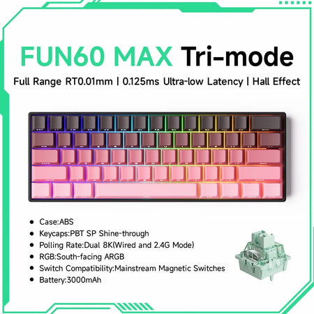 Akko MonsGeek FUN60 Ultra Mechanical Gaming Keyboard &ndash; Rapid 8K Trigger with Magnetic Switch Ultra Pink Wired