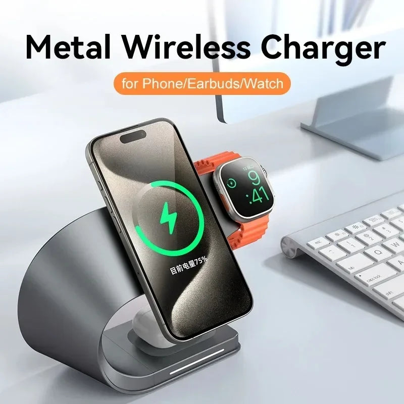 4 In 1 Metal Shell Wireless Charger &ndash; Magnetic Fast Dock