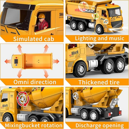 6CH 2.4G RC Dump Truck Cement Mixer Toy &ndash; Realistic Mixer