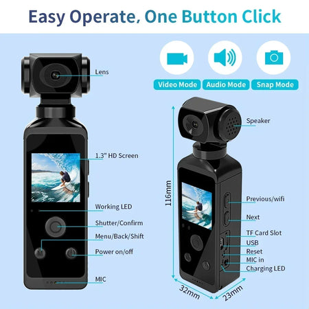 DIXSG 4K Ultra HD Pocket Action Camera &ndash; 270 Degree Rotatable Design