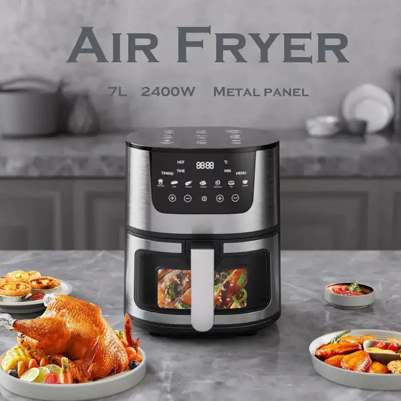 7L Oil Free Smart Air Fryer Visual Window 360 Convection