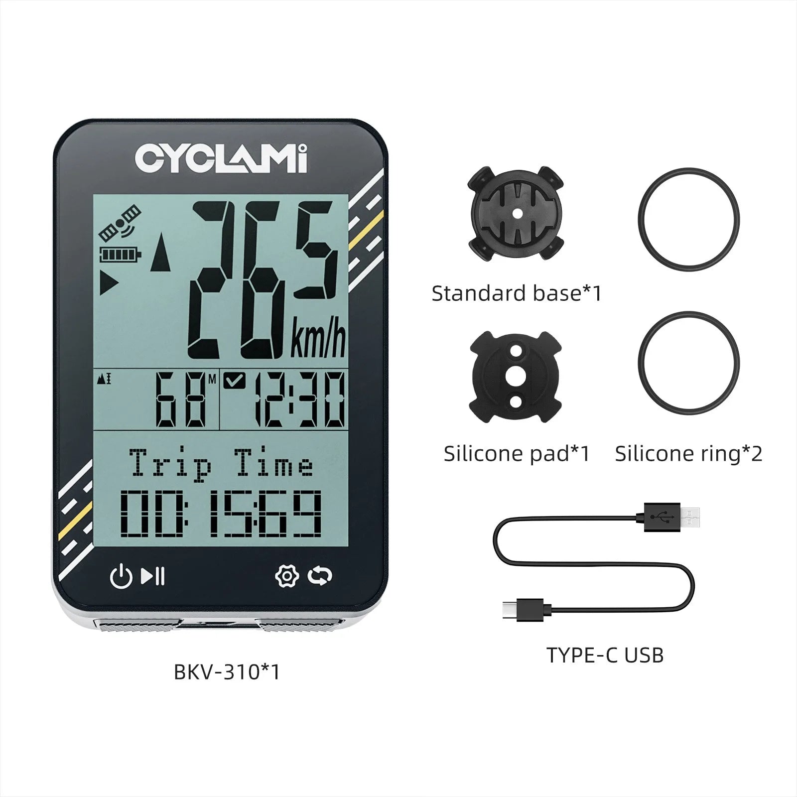 CYCLAMI BKV-310 &ndash; IPX7 Waterproof GPS Bicycle Computer BKV-310