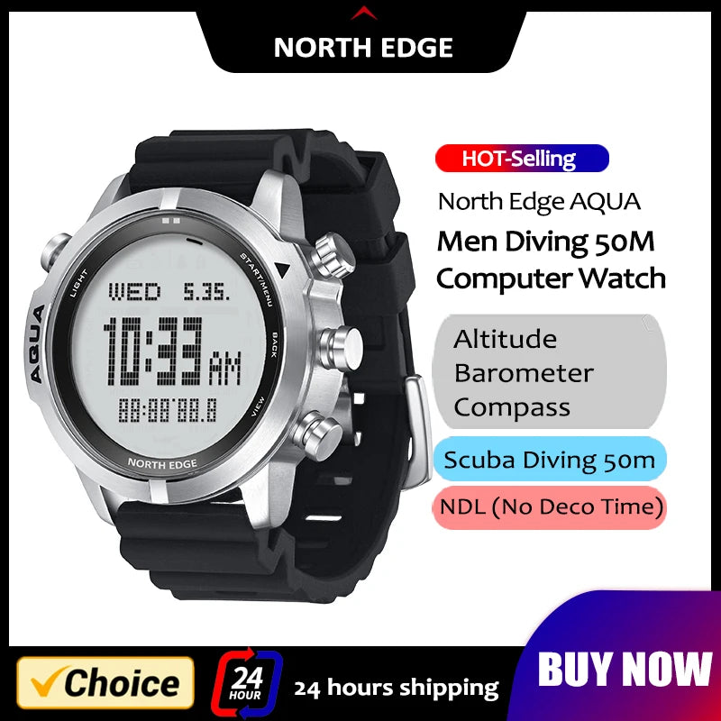 NORTH EDGE Mens Smart Watch &ndash; Professional Dive Computer with 50M Water Resistance