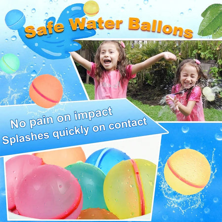 Reusable Silicone Water Balls - Self-Sealing Quick Fill Water Toys for Summer Fun, Beach &amp; Pool Activities (1-12 Pack)