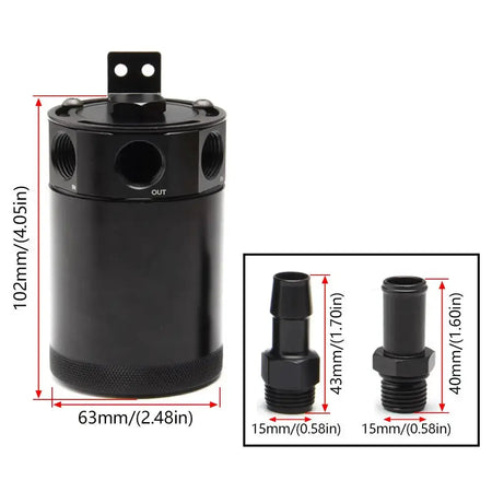 Universal Car Racing Baffled Aluminum 2-Port/3-Port Oil Catch Can Tank Reservoir Separator by InterCyprus Trading Ltd