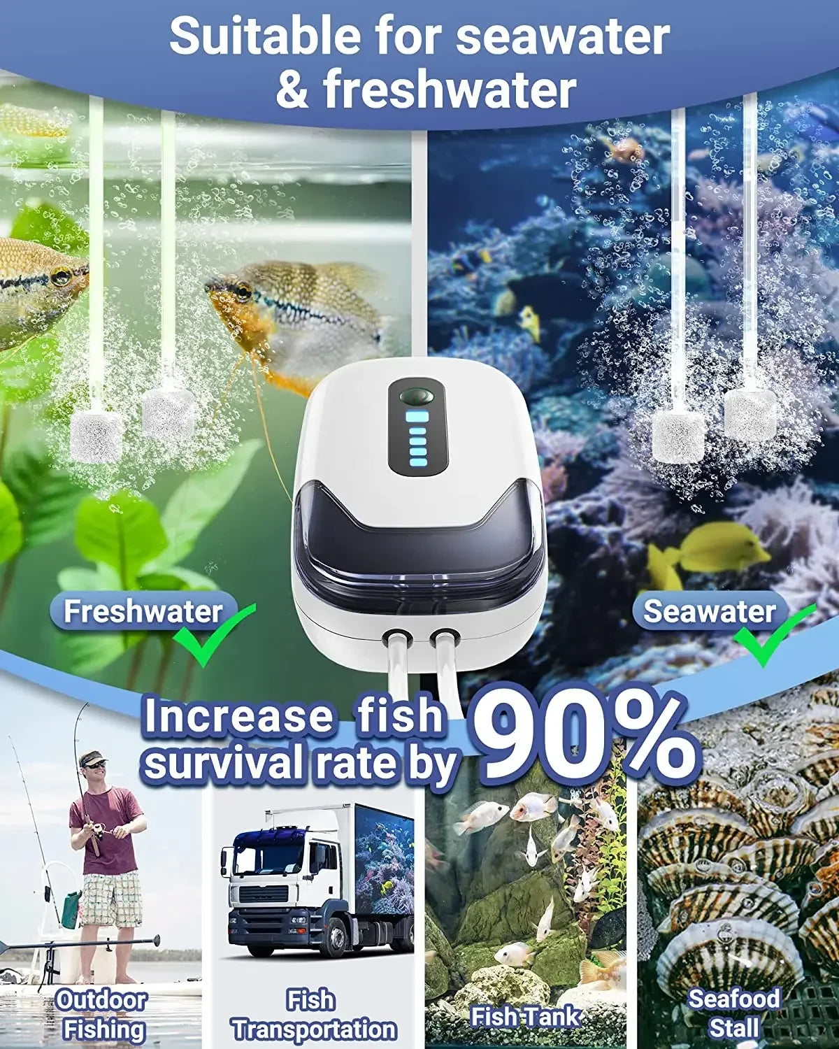 AR-33 Aquarium Oxygen Air Pump &ndash; Ultra Quiet USB Charging