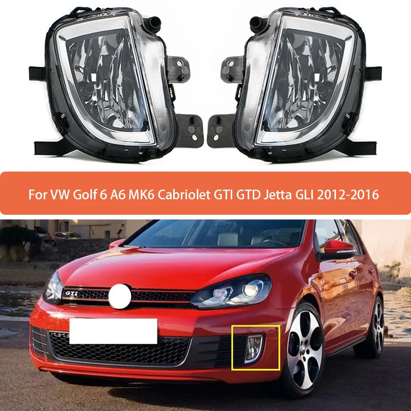 Fog Lamp Assembly With ABS Housing For VW Golf 6 MK6 GTI GTD Jetta GLI 2012-2016