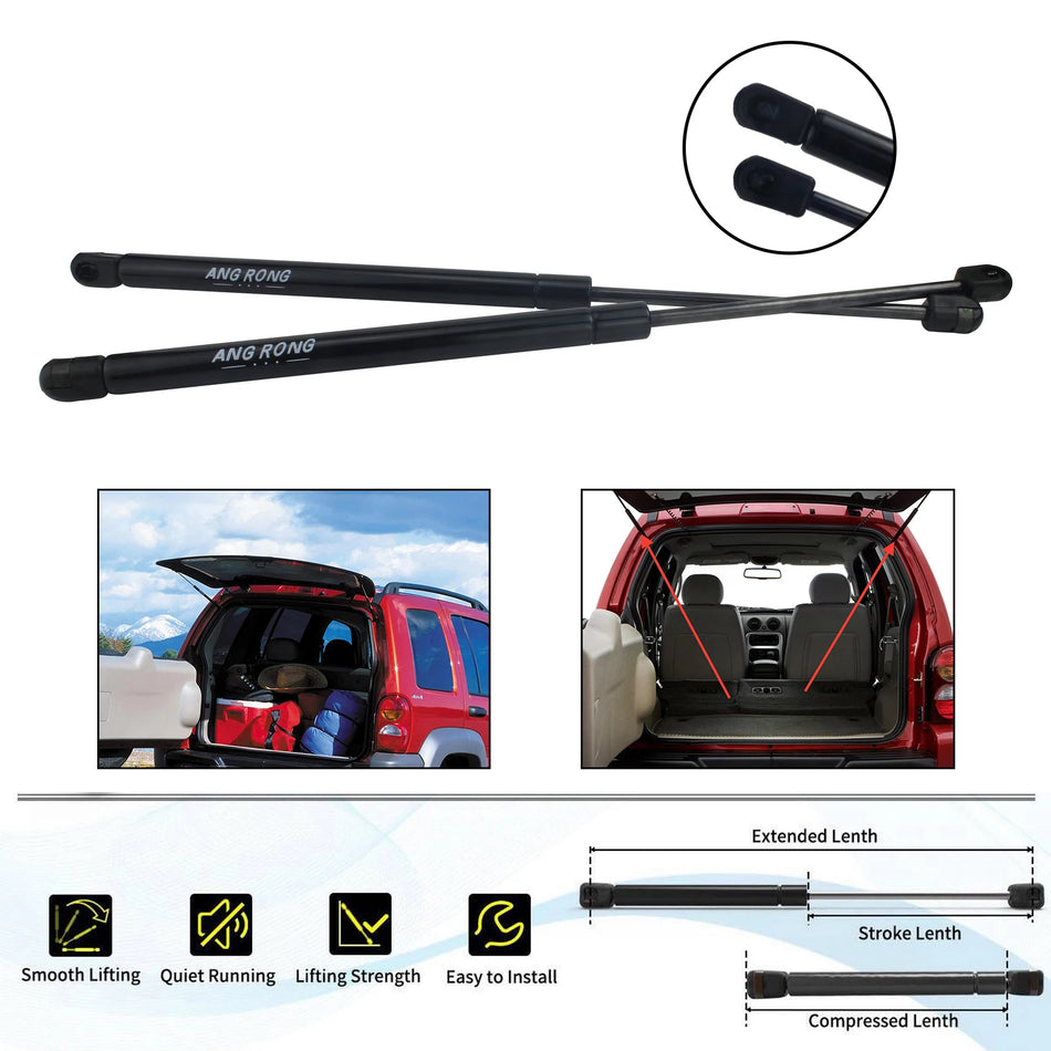 Rear Tailgate Gas Struts for Jeep Cherokee KJ 2001-2008, 2x 125N, 453mm Pair, Aftermarket Quality