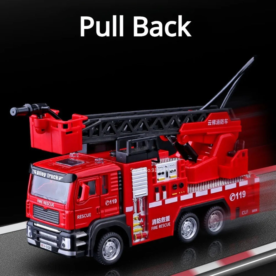 Diecast Brandweerladderspeelgoed met Water Spray Deuren Open Geluid en Licht
