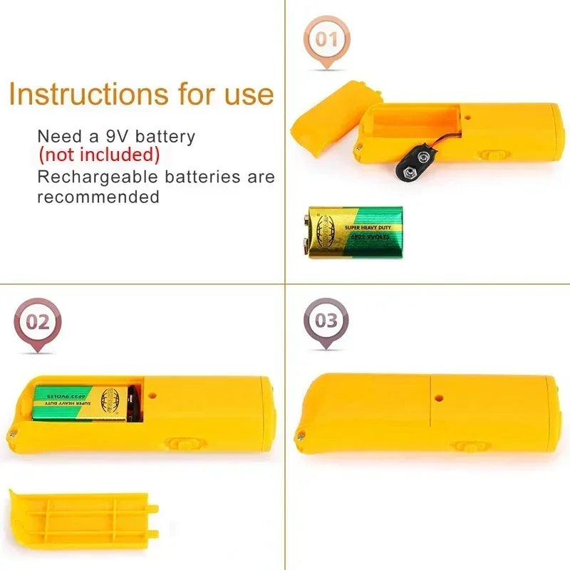 3-in-1 Ultrasonic Dog Bark Stopper &amp; Trainer with LED Flashlight
