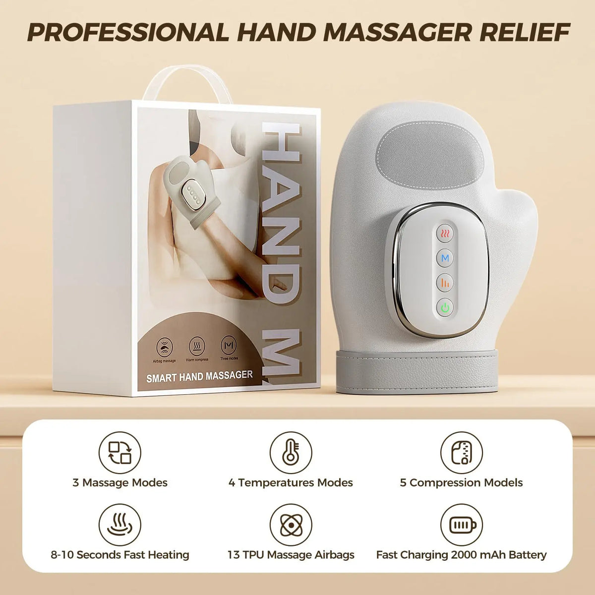 Electric Hand Massager &ndash; Airbag Compression and Heating