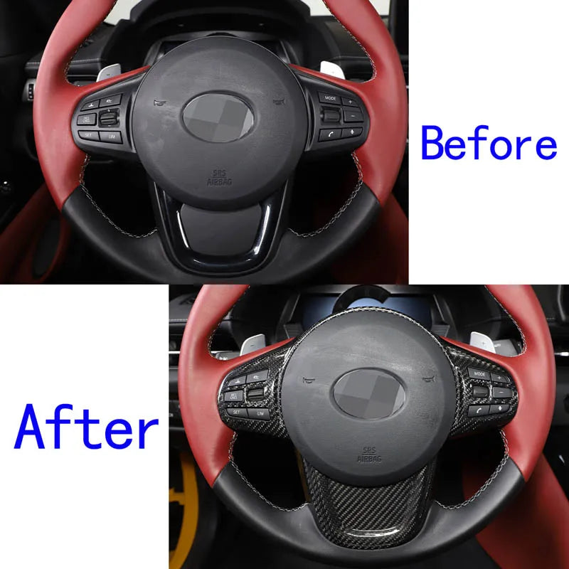 Copertura del telaio del volante in fibra di carbonio reale per GR Supra