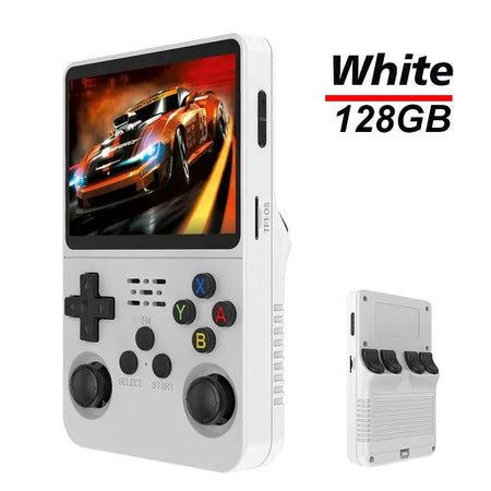 R36S Handheld Game Console with 3.5-Inch IPS, 20,000 Games, Arkos System White 128G