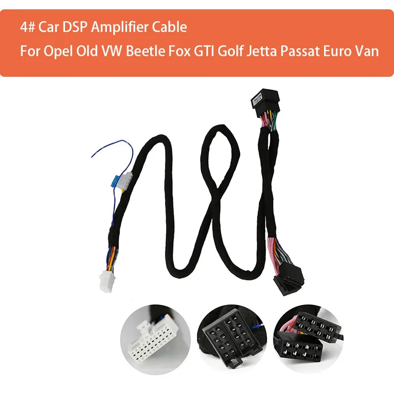 Car DSP Amplifier Wiring Harness Adapter For VW Opel Golf Jetta Passat