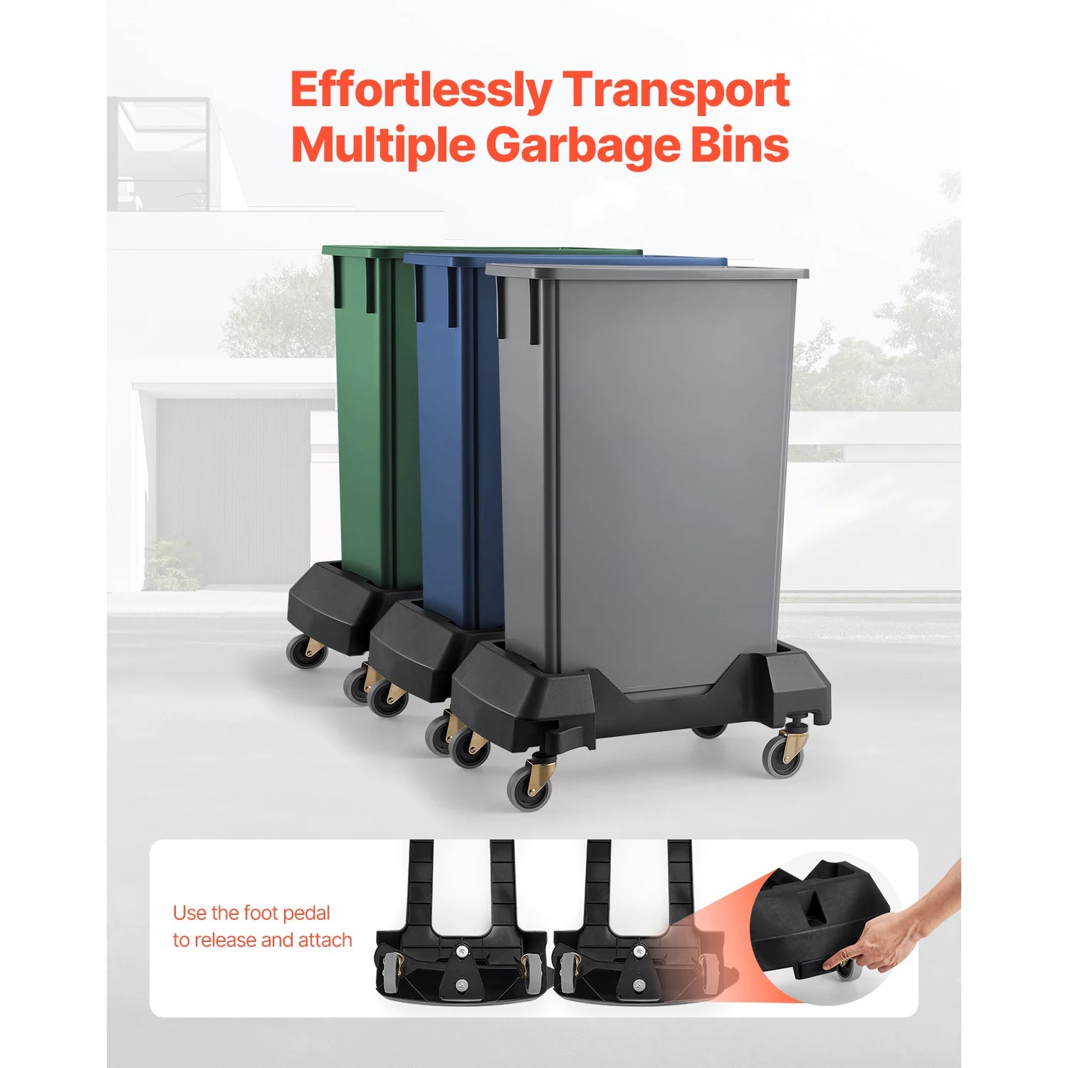 SucceBuy Trash Can Dolly XDL-90A-D - Lockable Wheels