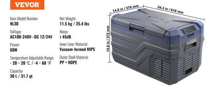 8L To 75L Car Refrigerator Outdoor Icebox Bluetooth NL30 / CZECH REPUBLIC