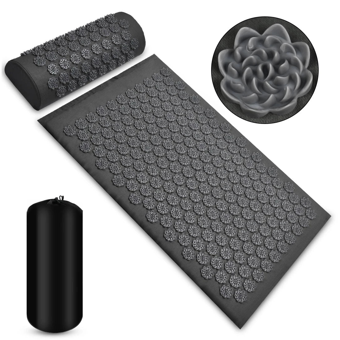 Kuznetsov's Applicator Shiatsu Mat &ndash; Deep Tissue Massage 3PCS Lotus Gray