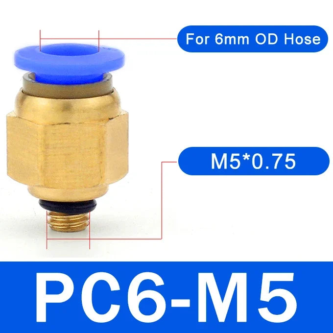 5PCS Pneumatic Quick-Connect Straight Fittings - Versatile Air Hose Connectors PC6-M5 / 5PCS