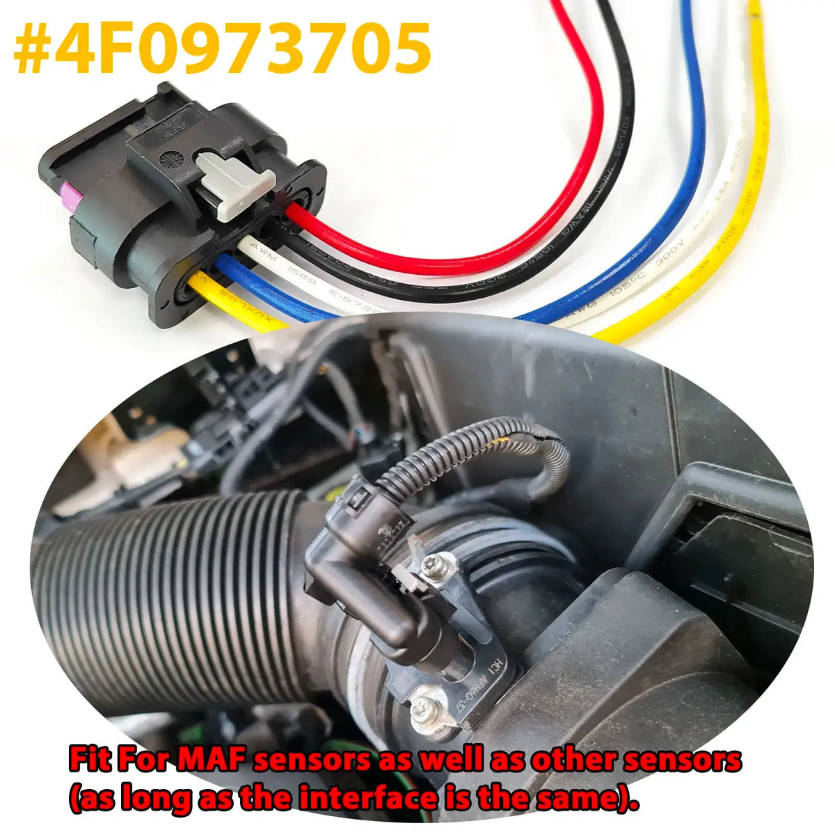 2x MAF Sensor 5 Pin Connector Harness 4F0973705 8K0973205 Pre-Wired Pigtail For VW AUDI SKODA SEAT Repair Kit by InterCyprus Trading Ltd