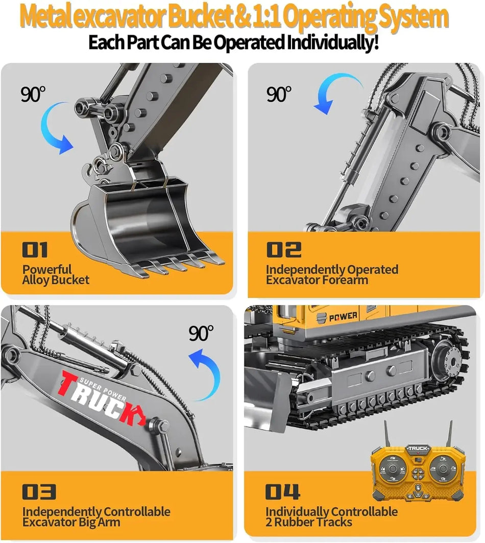 CONUSEA τηλεκατευθυνόμενο εκσκαφέας 17CH, 2.4G τηλεχειριστήριο ερπυστριοφόρο κατασκευαστικό όχημα